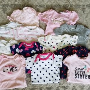 LOT of 12 baby girl onesies 3 mos & 6 mos
